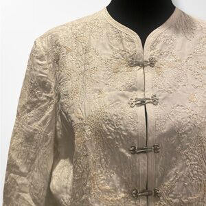 Tahari Cream Embroidered Blazer